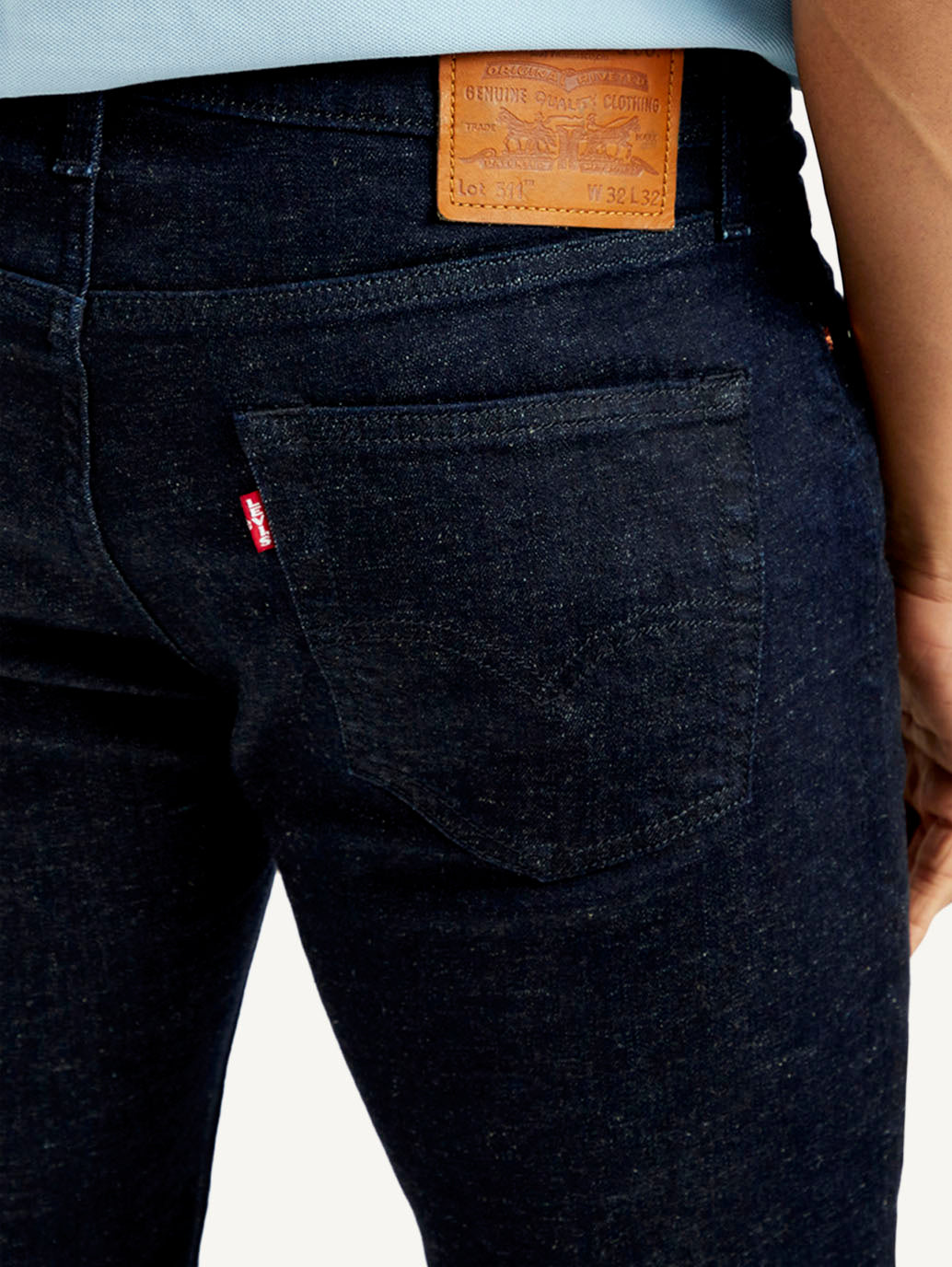 Men's 511 Dark Blue Slim Fit Mid Rise Linen Jeans - Detail View