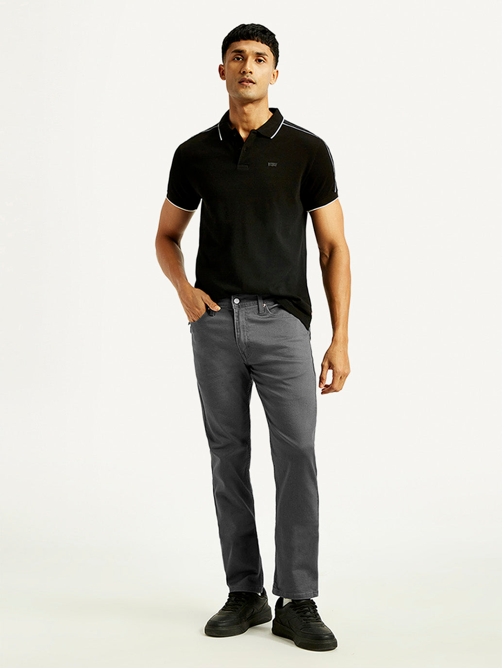 Men's 511 Charcoal Grey Overdyed Slim Fit Mid Rise Jeans - Styleshot View