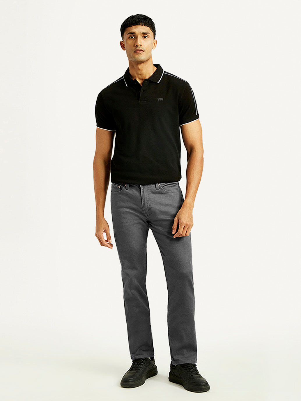 Men's 511 Charcoal Grey Overdyed Slim Fit Mid Rise Jeans - Front View