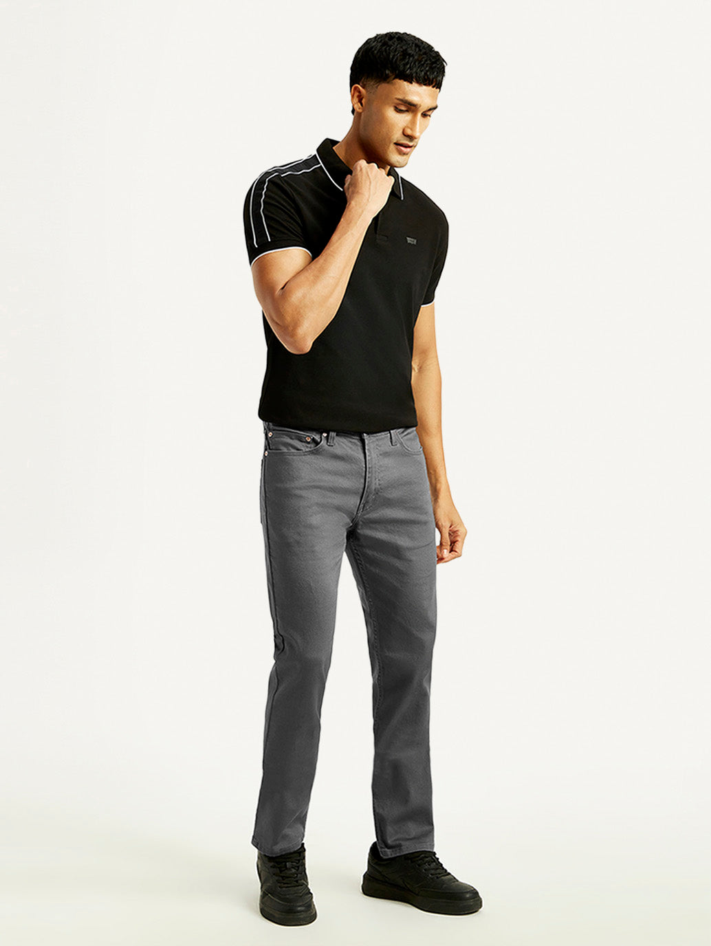 Men's 511 Charcoal Grey Overdyed Slim Fit Mid Rise Jeans - Side View