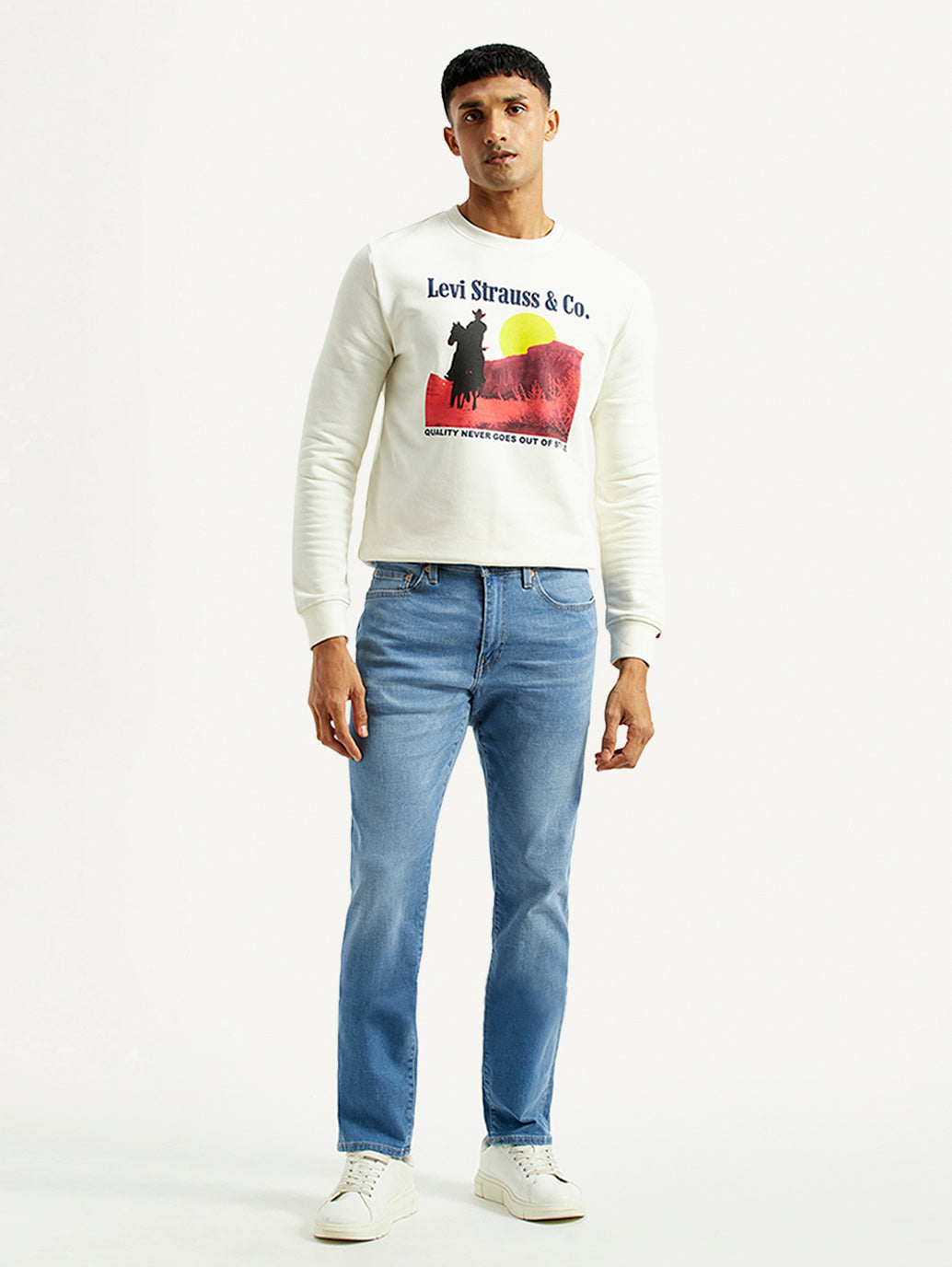 Men's 511 Light Blue Slim Fit Mid Rise Selvedge Jeans - Front View