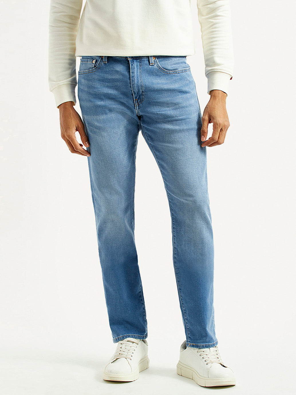 Men's 511 Light Blue Slim Fit Mid Rise Selvedge Jeans - Front View