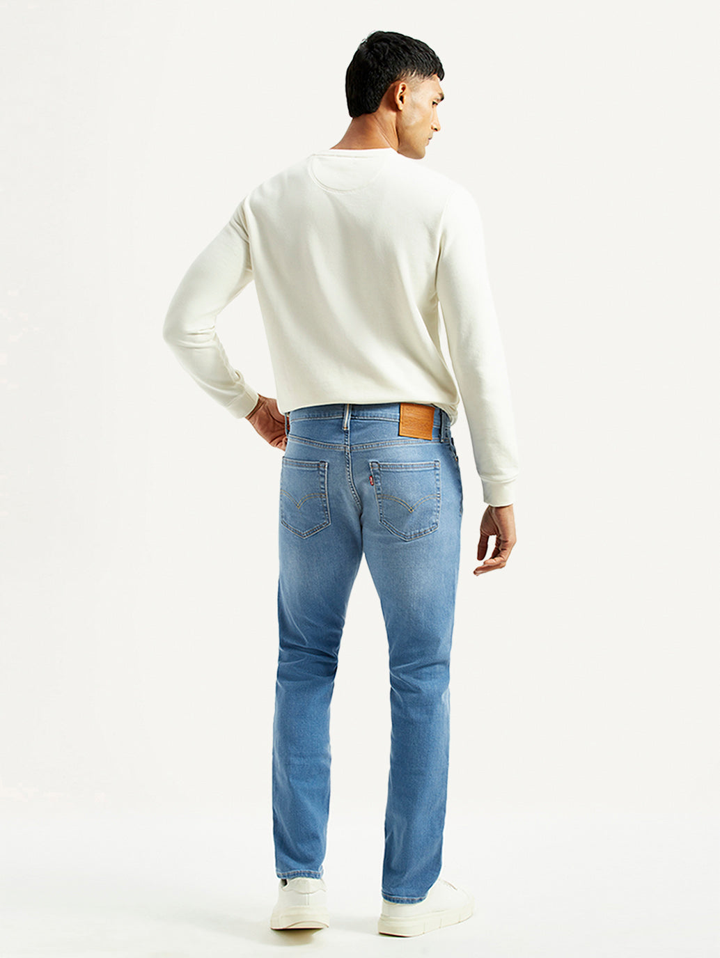 Men's 511 Light Blue Slim Fit Mid Rise Selvedge Jeans - Back View