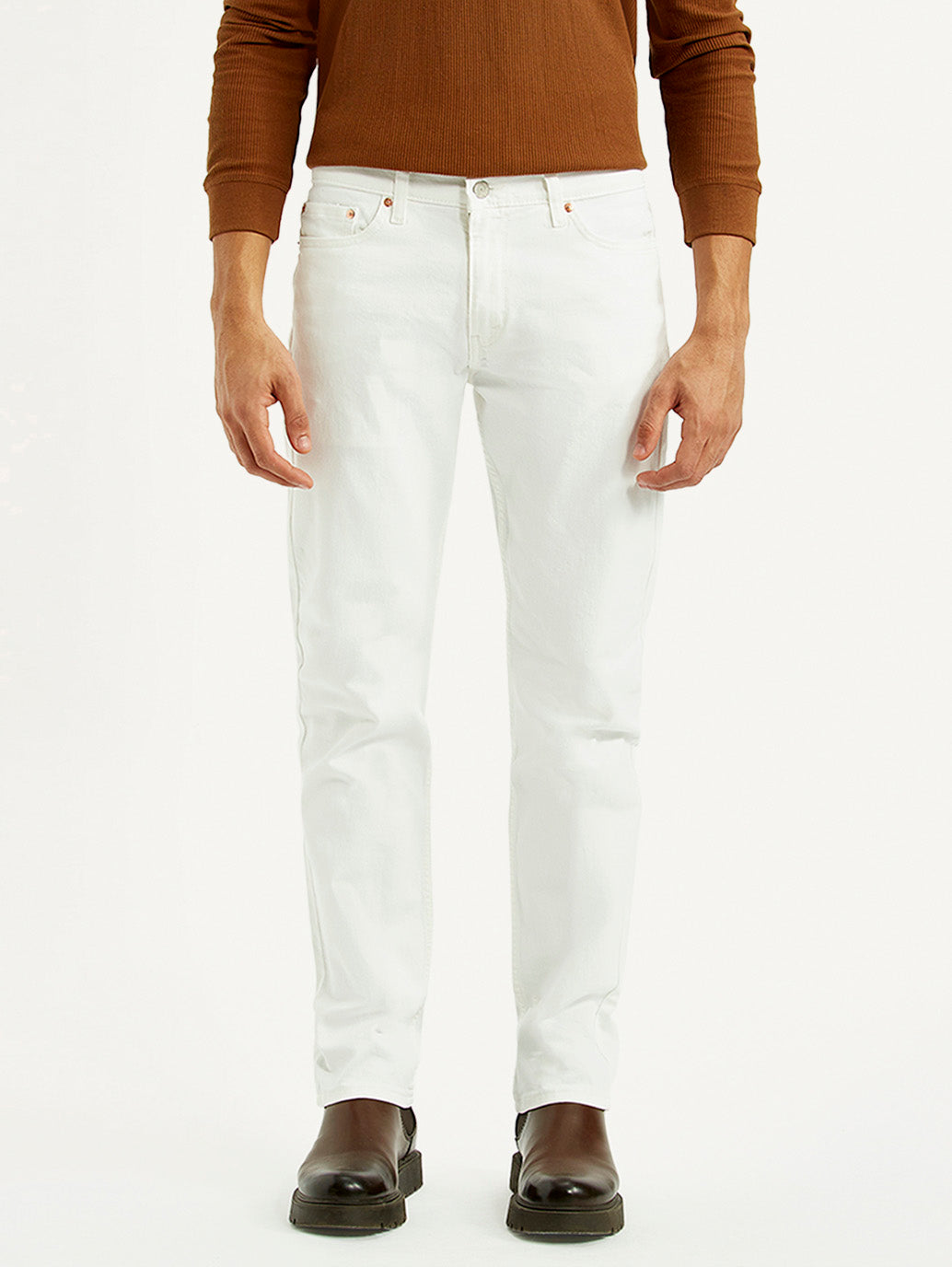 Men's 511 White Slim Fit Mid Rise Jeans - Front View