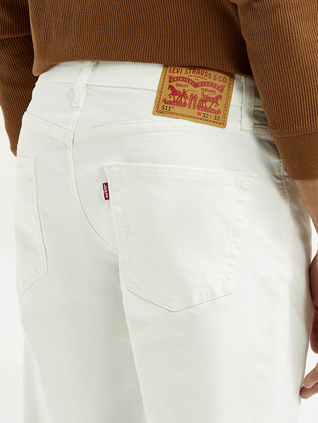 Men's 511 White Slim Fit Mid Rise Jeans - Detail View