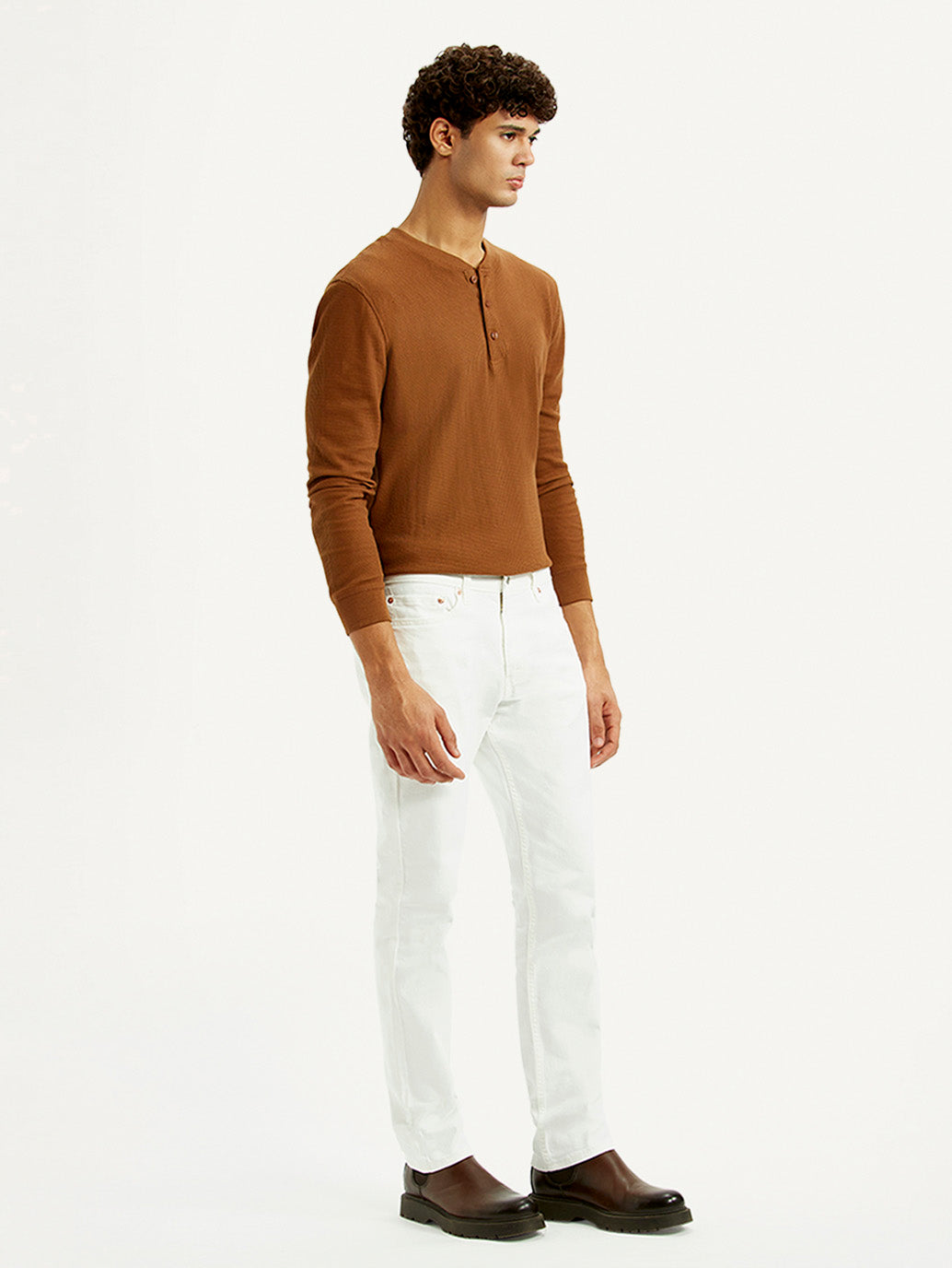 Men's 511 White Slim Fit Mid Rise Jeans - Side View