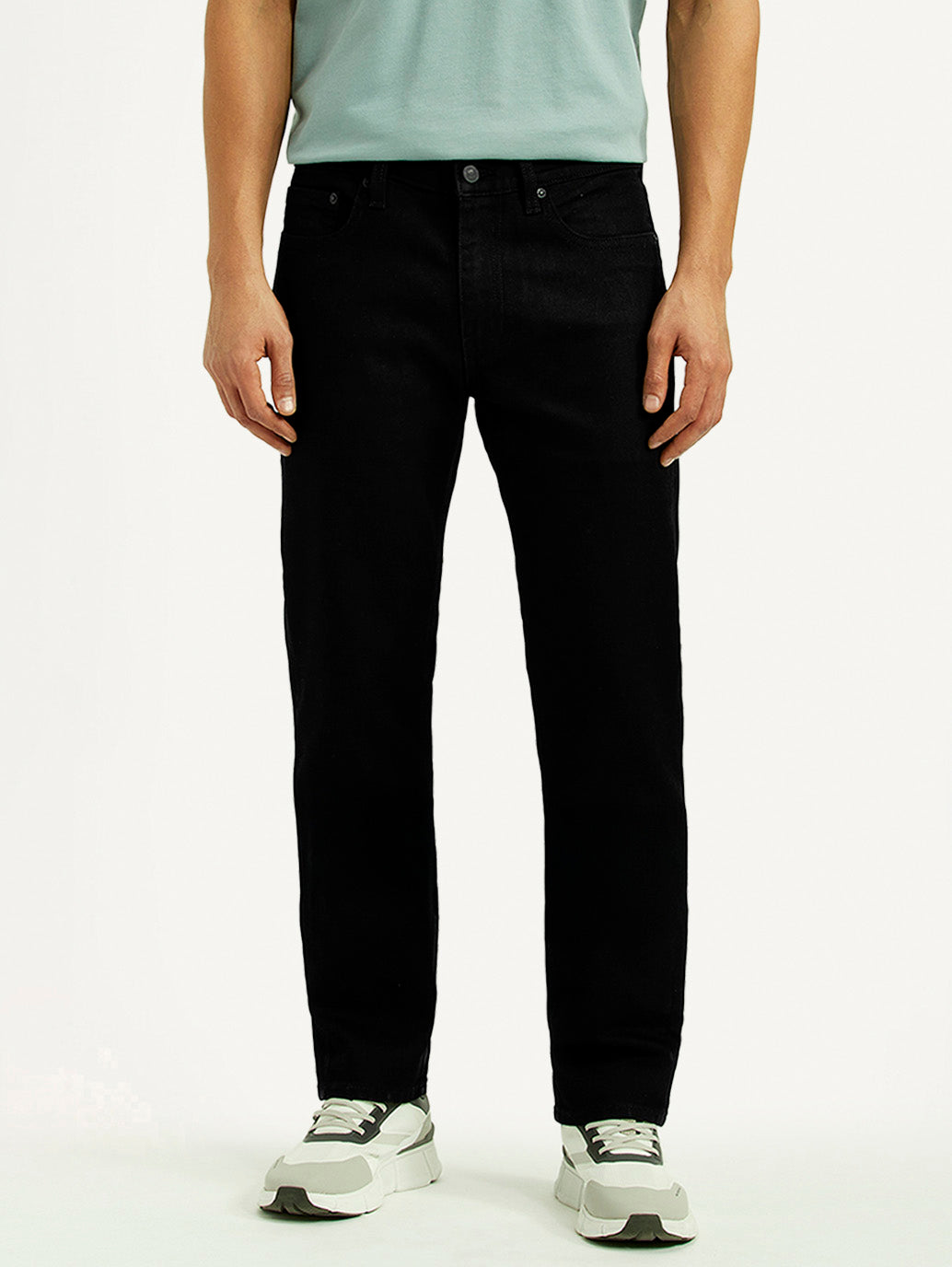 Men's 511 Black Slim Fit Mid Rise Linen Jeans - Front View