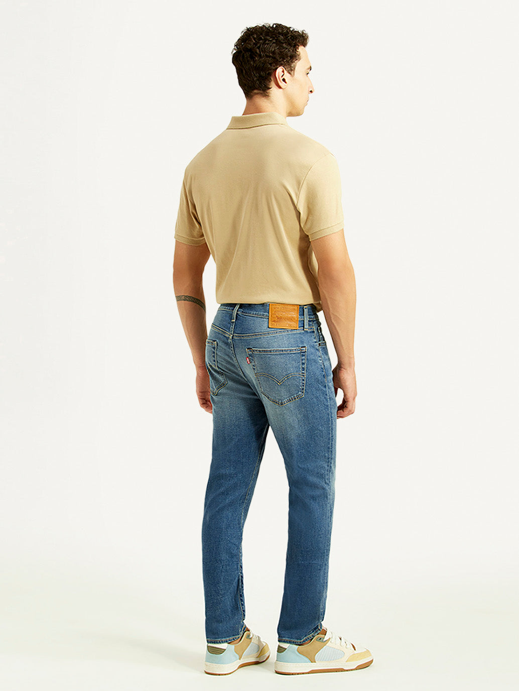Men's 511 Blue Slim Fit Mid Rise Linen Jeans - Back View