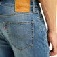 Men's 511 Blue Slim Fit Mid Rise Linen Jeans - Detail View
