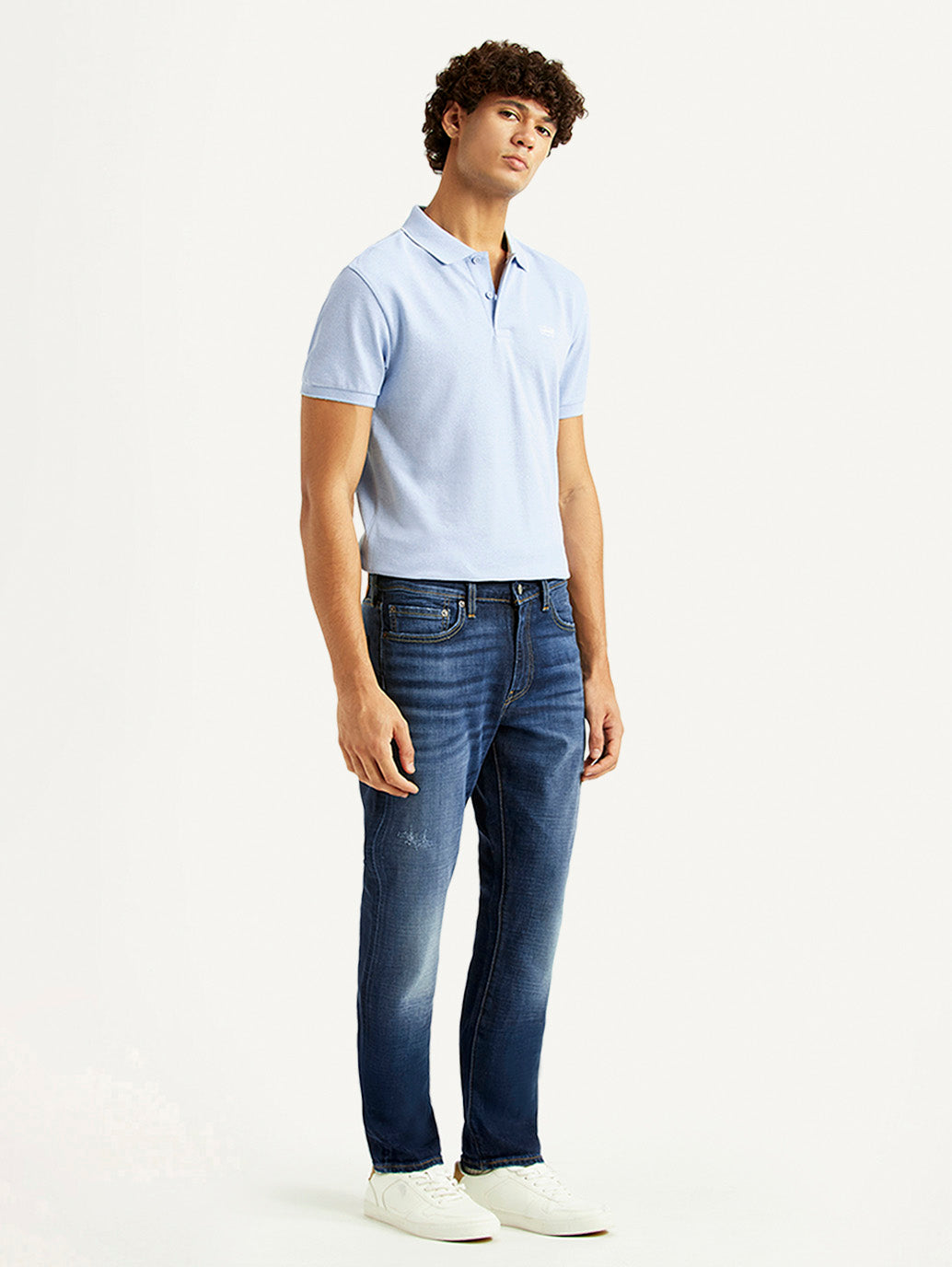 Men's 511 Blue Slim Fit Mid Rise Selvedge Jeans - Side View