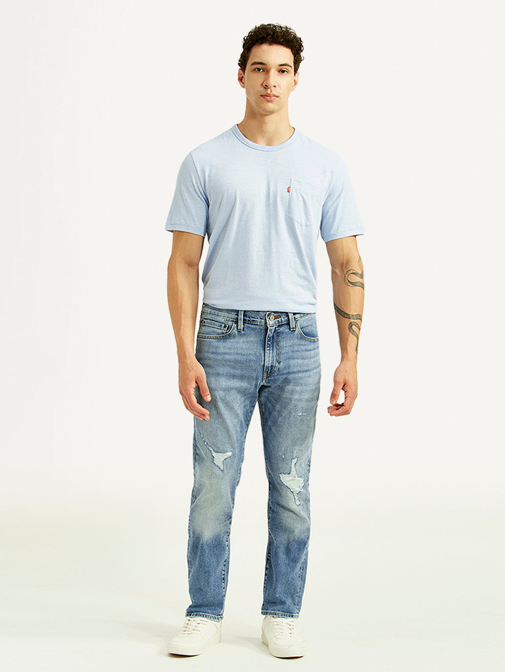 Men's 511 Blue Slim Fit Mid Rise Selvedge Jeans - Front View