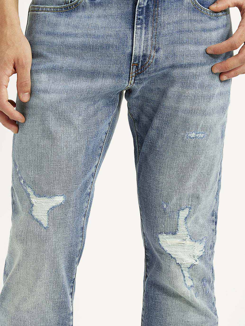 Men's 511 Blue Slim Fit Mid Rise Selvedge Jeans - Detail View