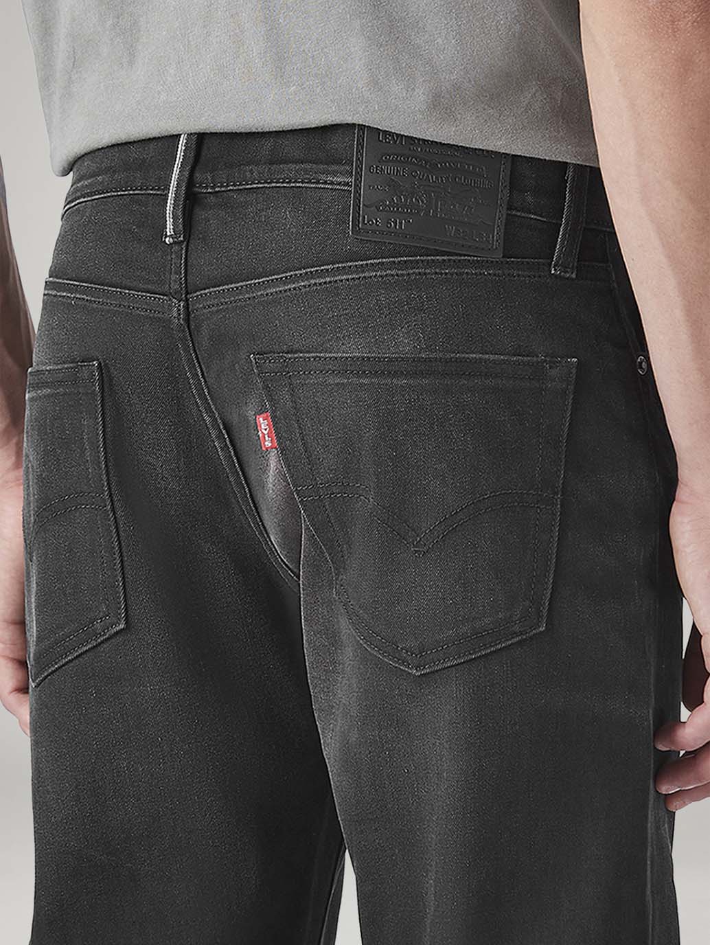 Men's 511 Charcoal Grey Slim Fit Mid Rise Selvedge Jeans - 20 View