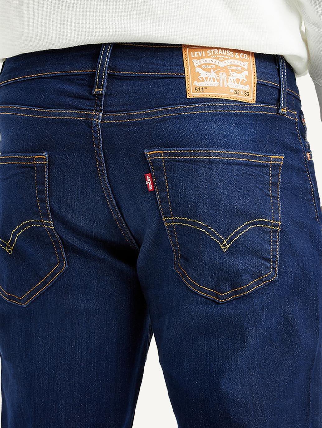 Men's 511 Dark Blue Slim Fit Mid Rise Jeans - Detail View