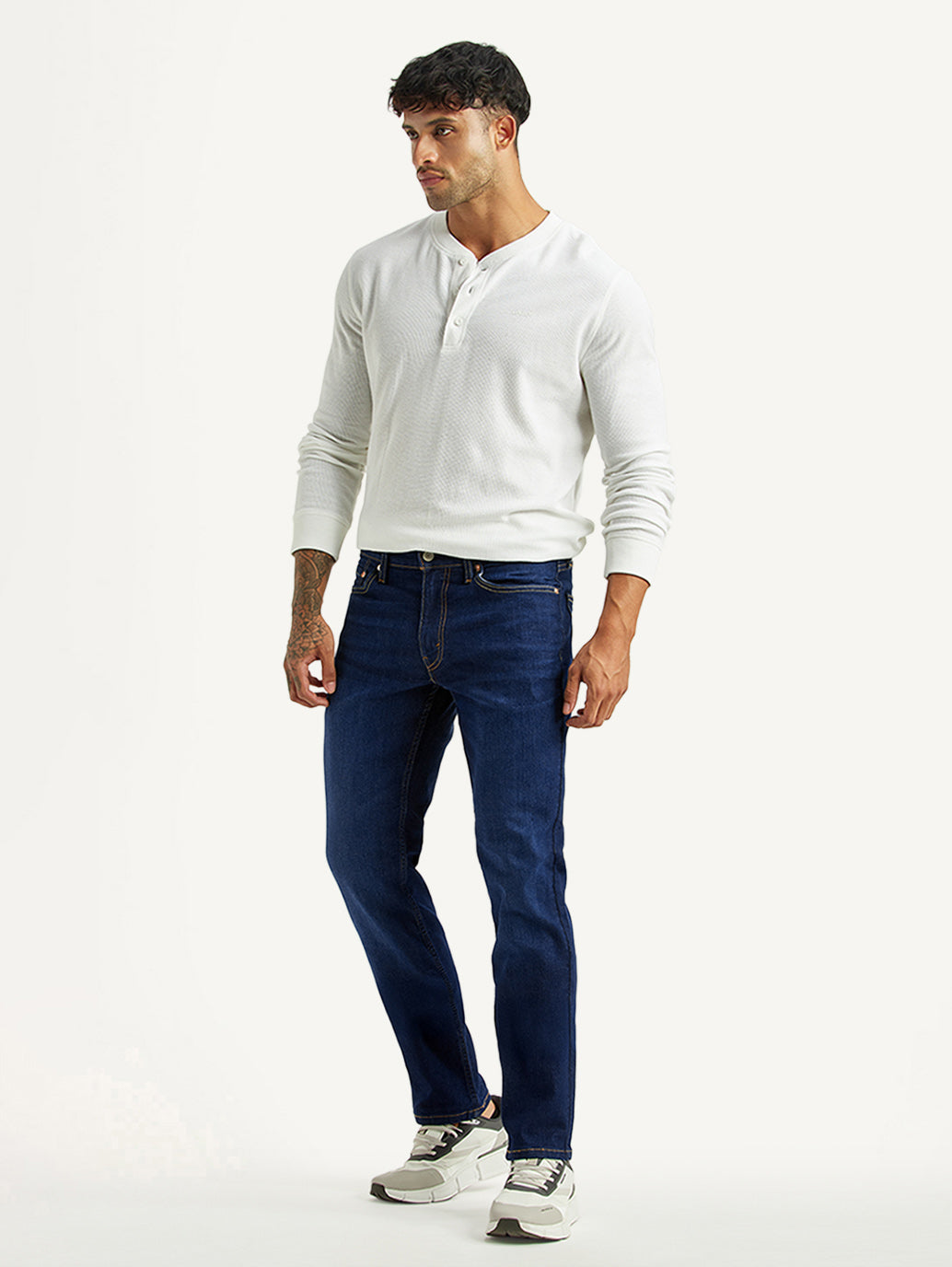 Men's 511 Dark Blue Slim Fit Mid Rise Jeans - Side View