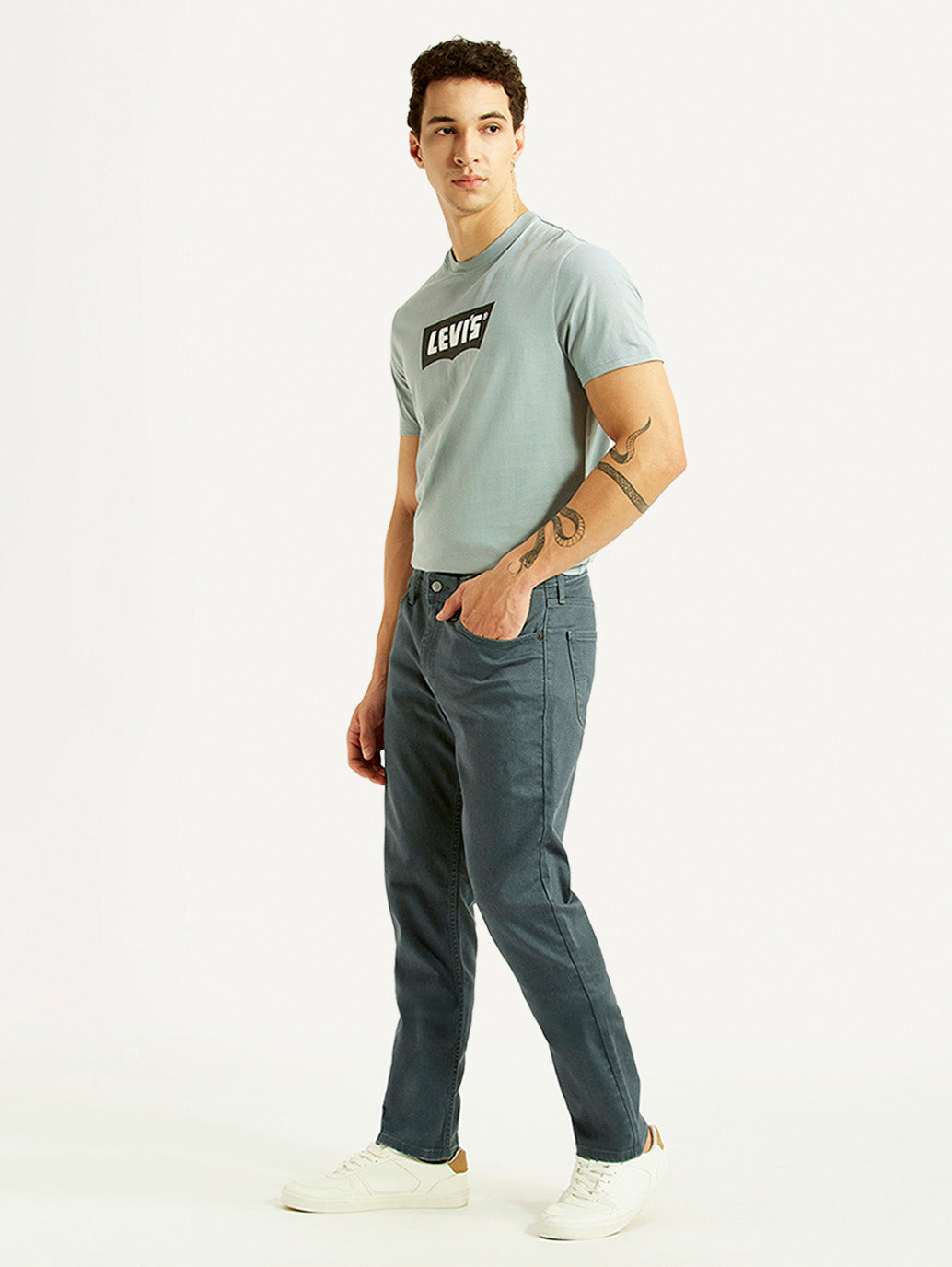 Men's 511 Blue Slim Fit Mid Rise Jeans - Side View