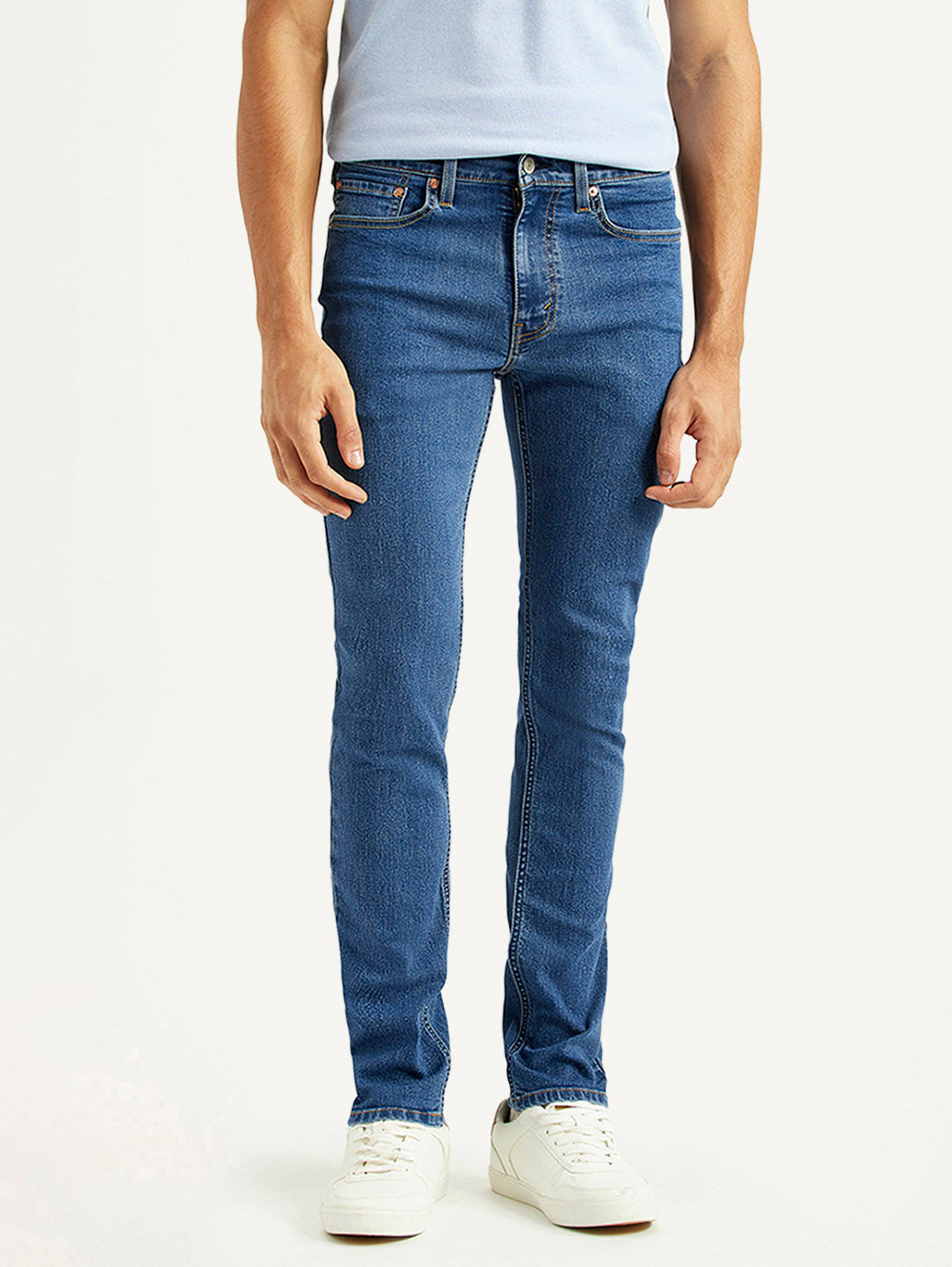 Men's 511 Blue Slim Fit Mid Rise Jeans - Front View
