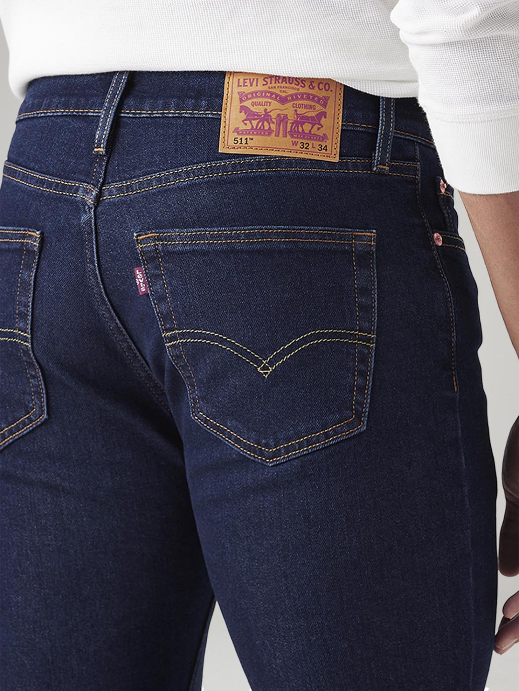 Men's 511 Dark Blue Slim Fit Mid Rise Jeans - Detail View