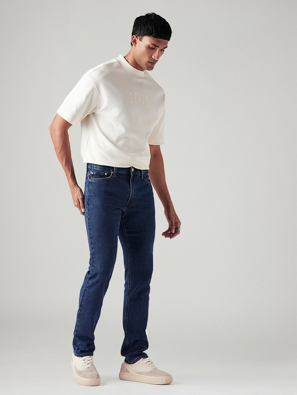 Men's 511 Blue Slim Fit Mid Rise Jeans - Side View