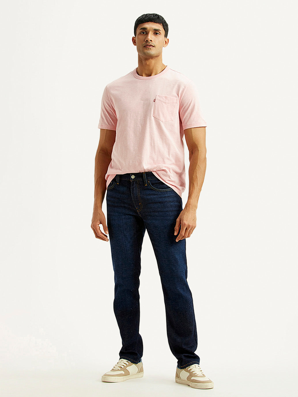 Men's 511 Navy Slim Fit Mid Rise Linen Jeans - Styleshot View