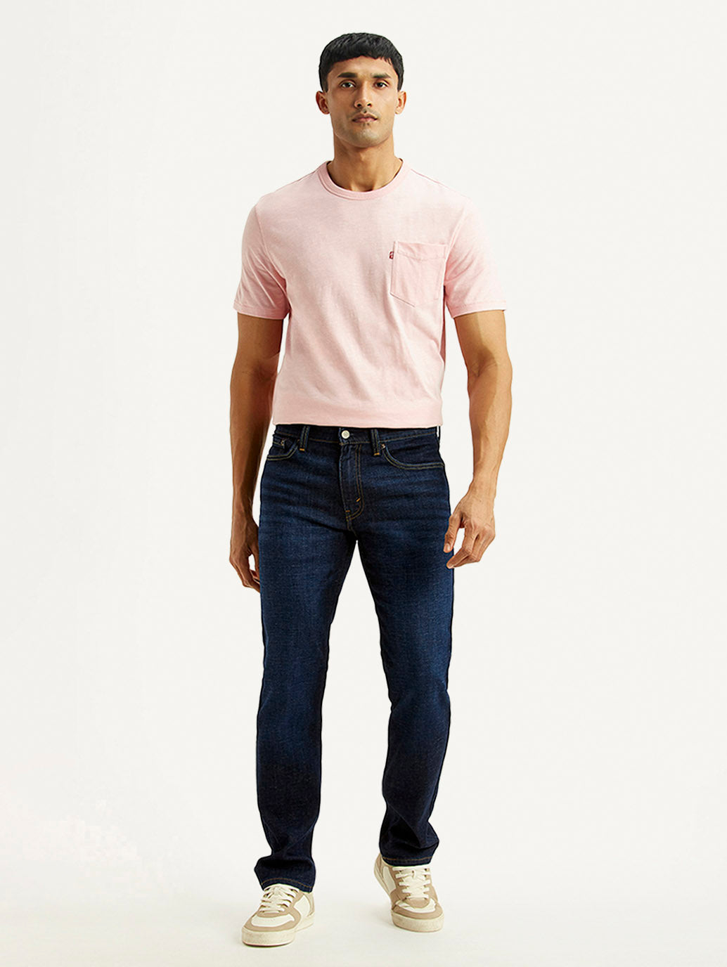 Men's 511 Navy Slim Fit Mid Rise Linen Jeans - Front View