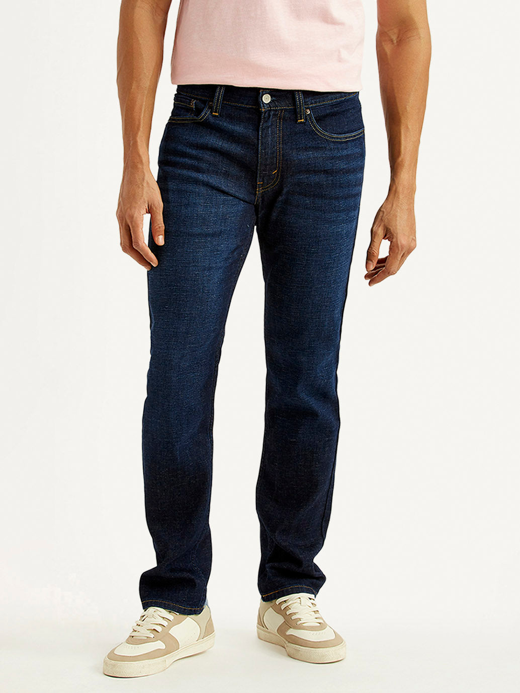 Men's 511 Navy Slim Fit Mid Rise Linen Jeans - Front View