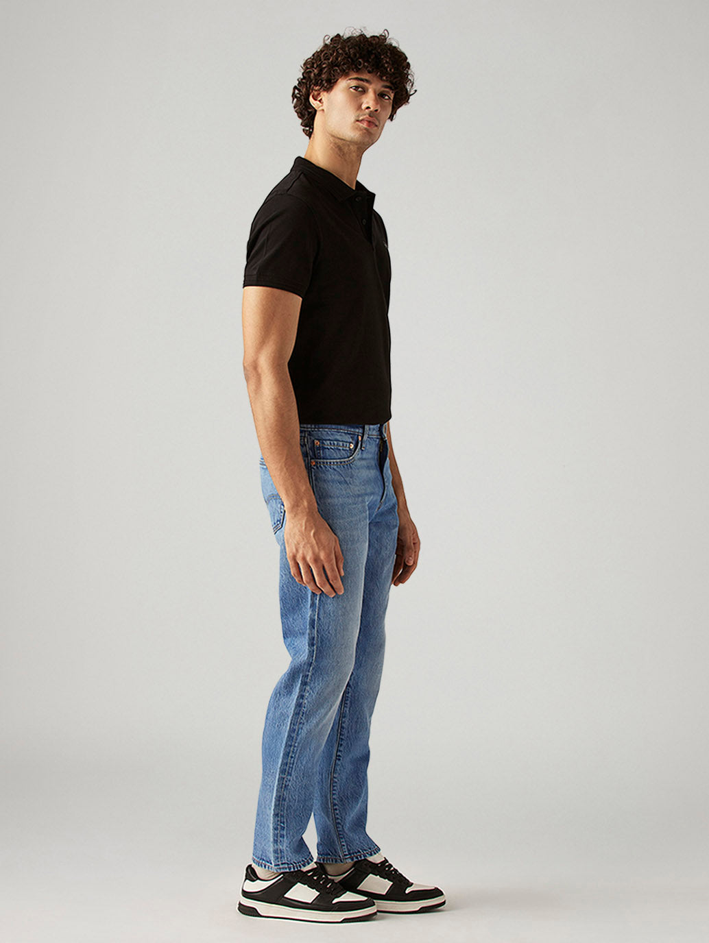 Men's 511 Blue Slim Fit Mid Rise Selvedge Jeans - Side View