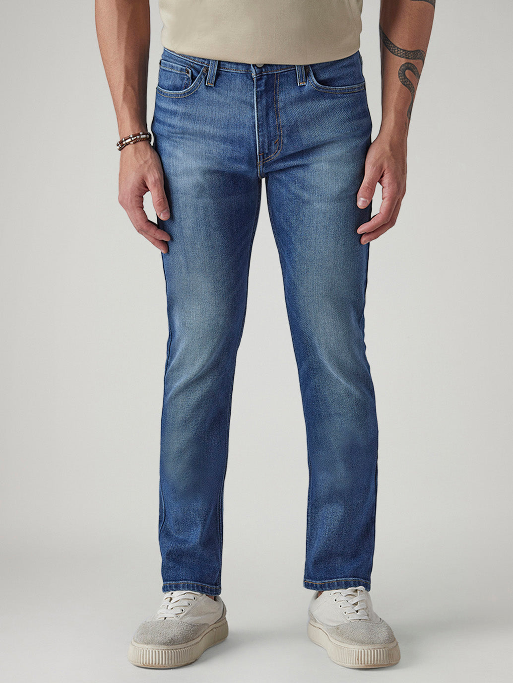 Men's 511 Blue Slim Fit Mid Rise Jeans - Front View