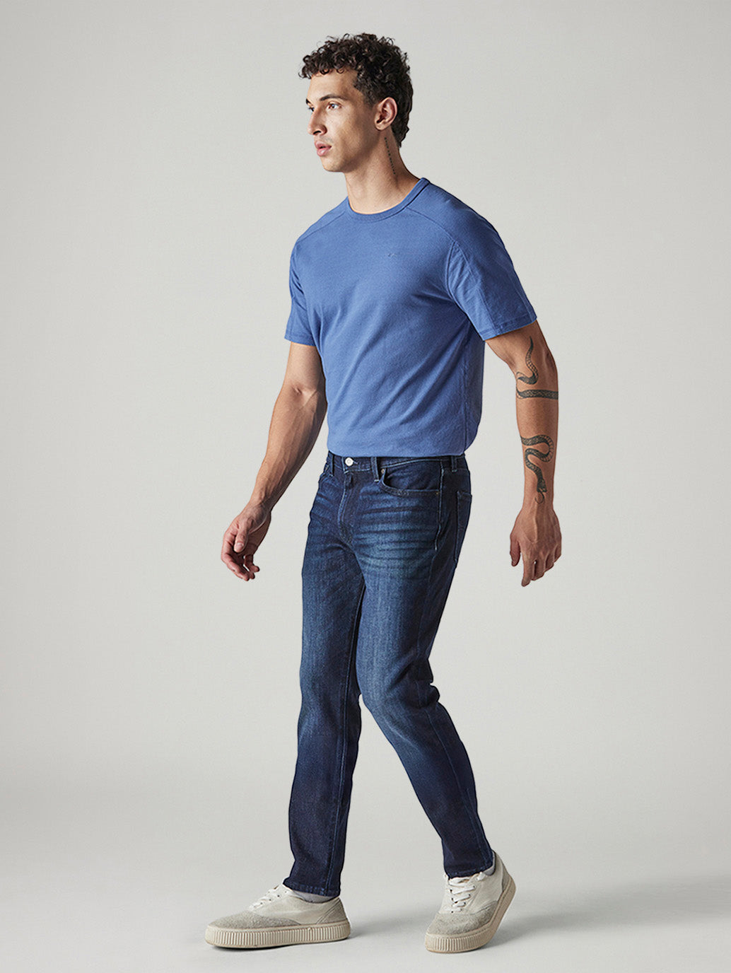 Men's 511 Dark Blue Slim Fit Mid Rise Jeans - Side View