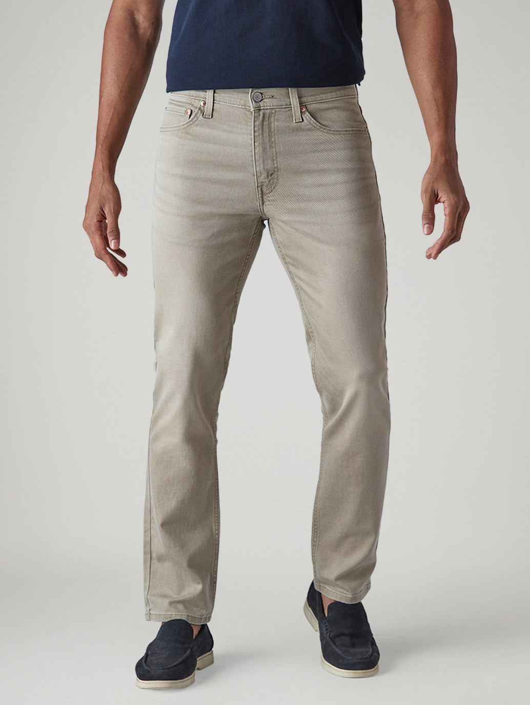 Men's 511 Beige Slim Fit Mid Rise Overdyed Jeans - Front View