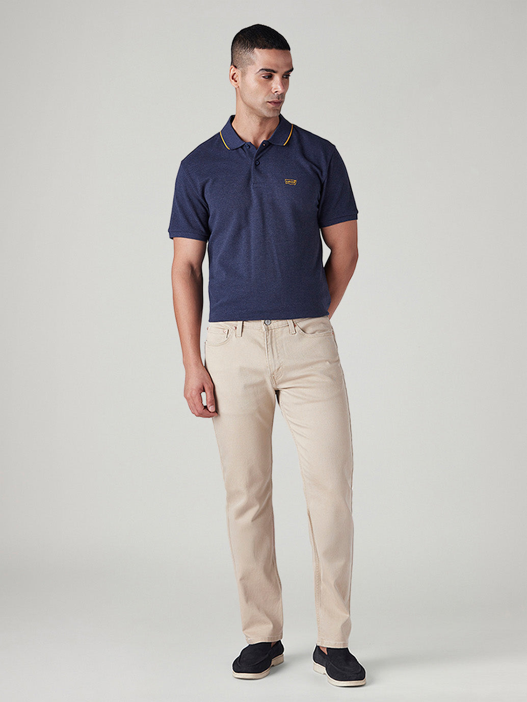 Men's 511 Beige Slim Fit Mid Rise Overdyed Jeans - Front View