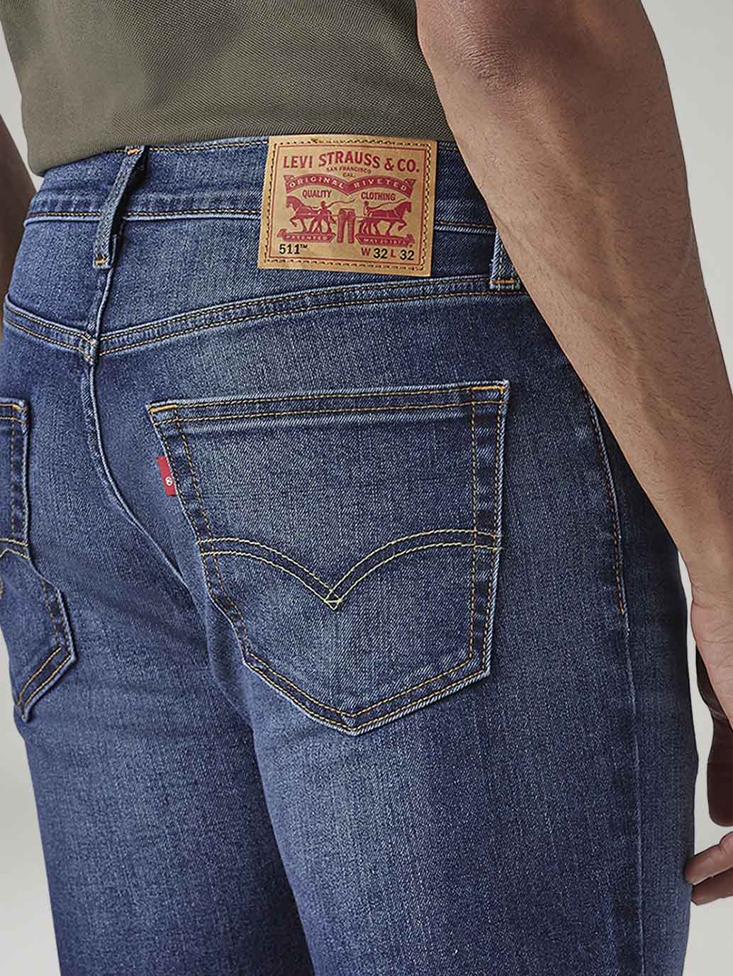 Men's 511 Blue Slim Fit Mid Rise Jeans - 20 View