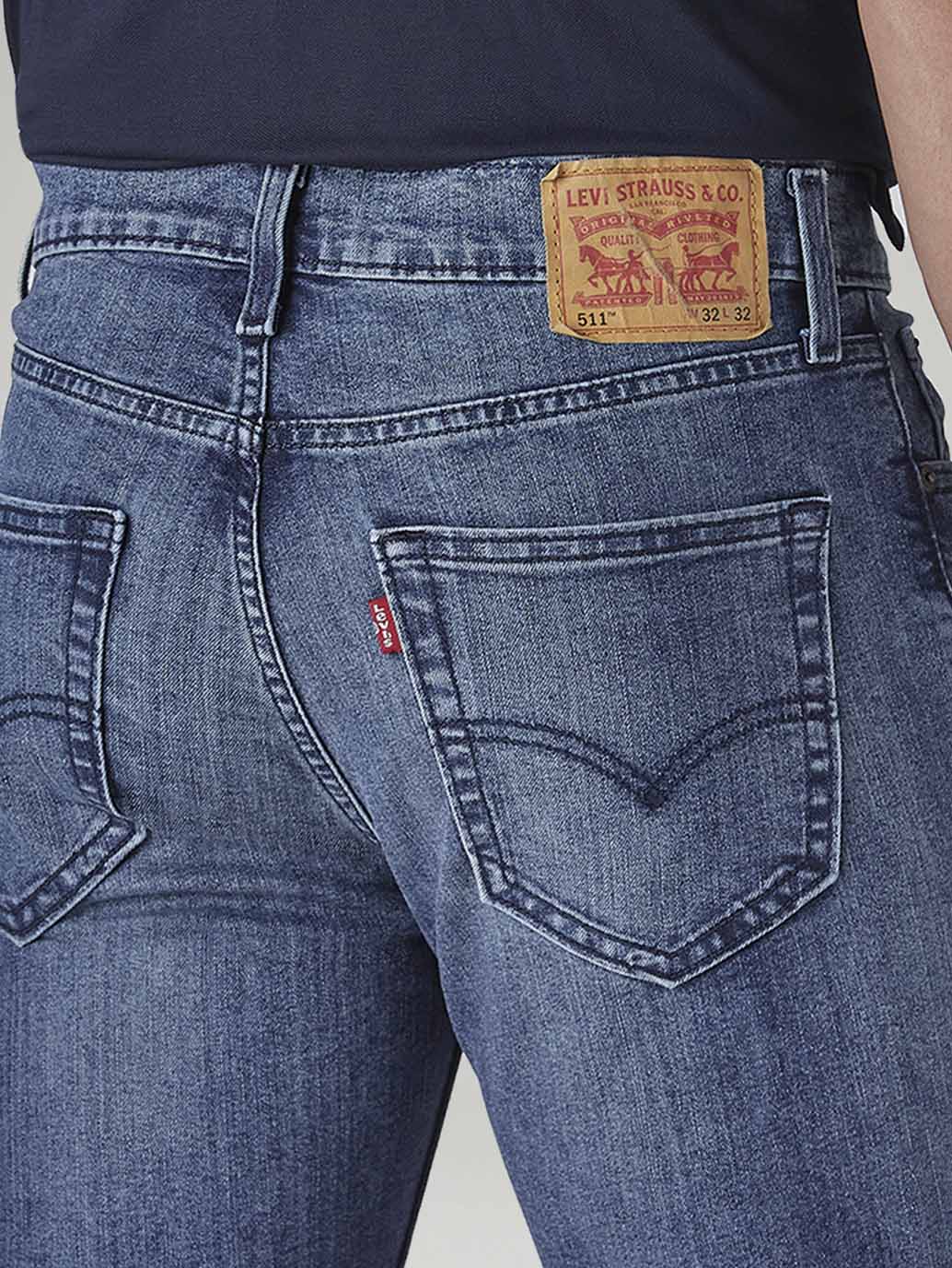 Men's 511 Blue Slim Fit Mid Rise Kooltex Jeans - Detail View
