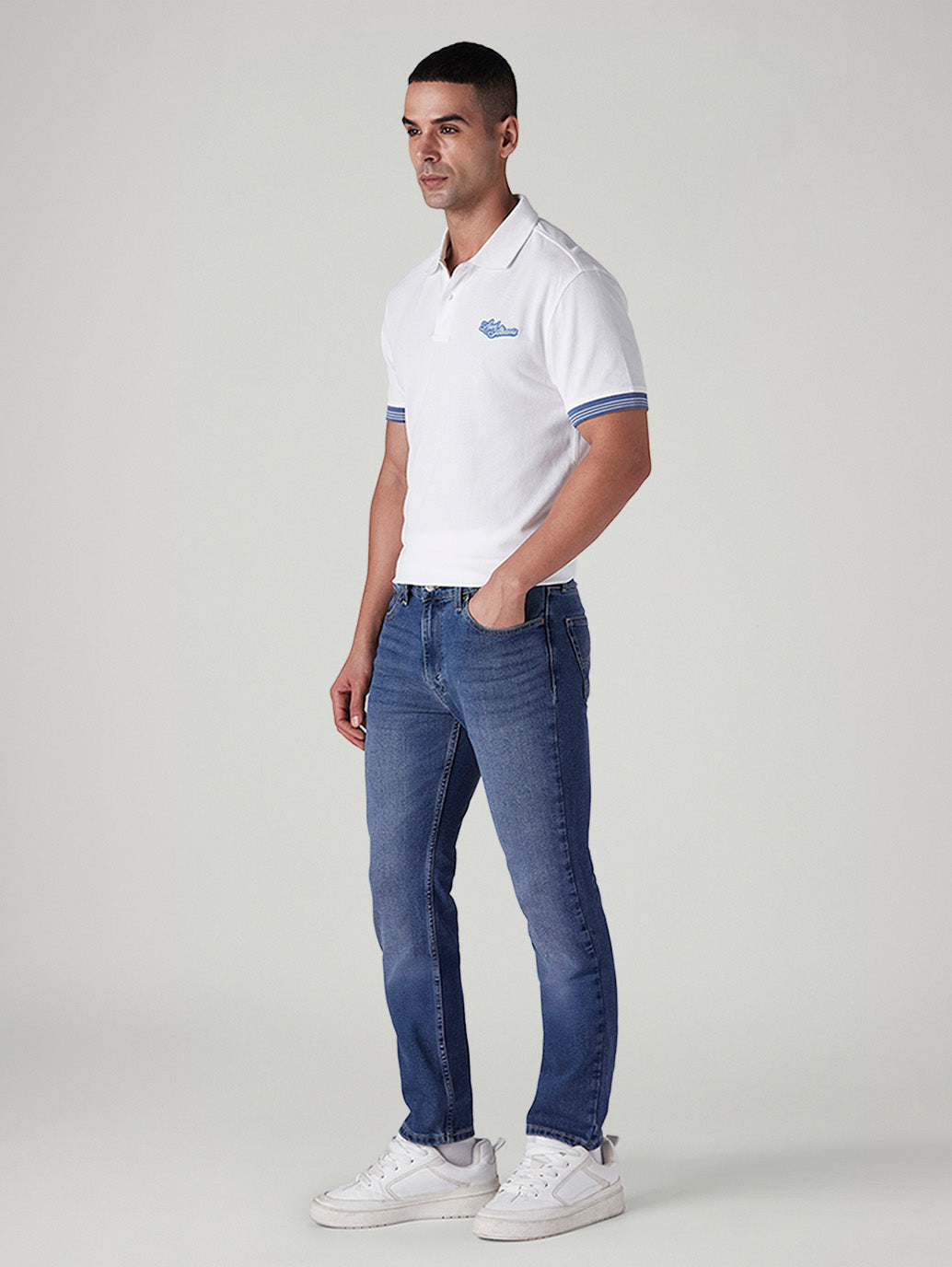 Men's 511 Blue Slim Fit Mid Rise Jeans - Side View