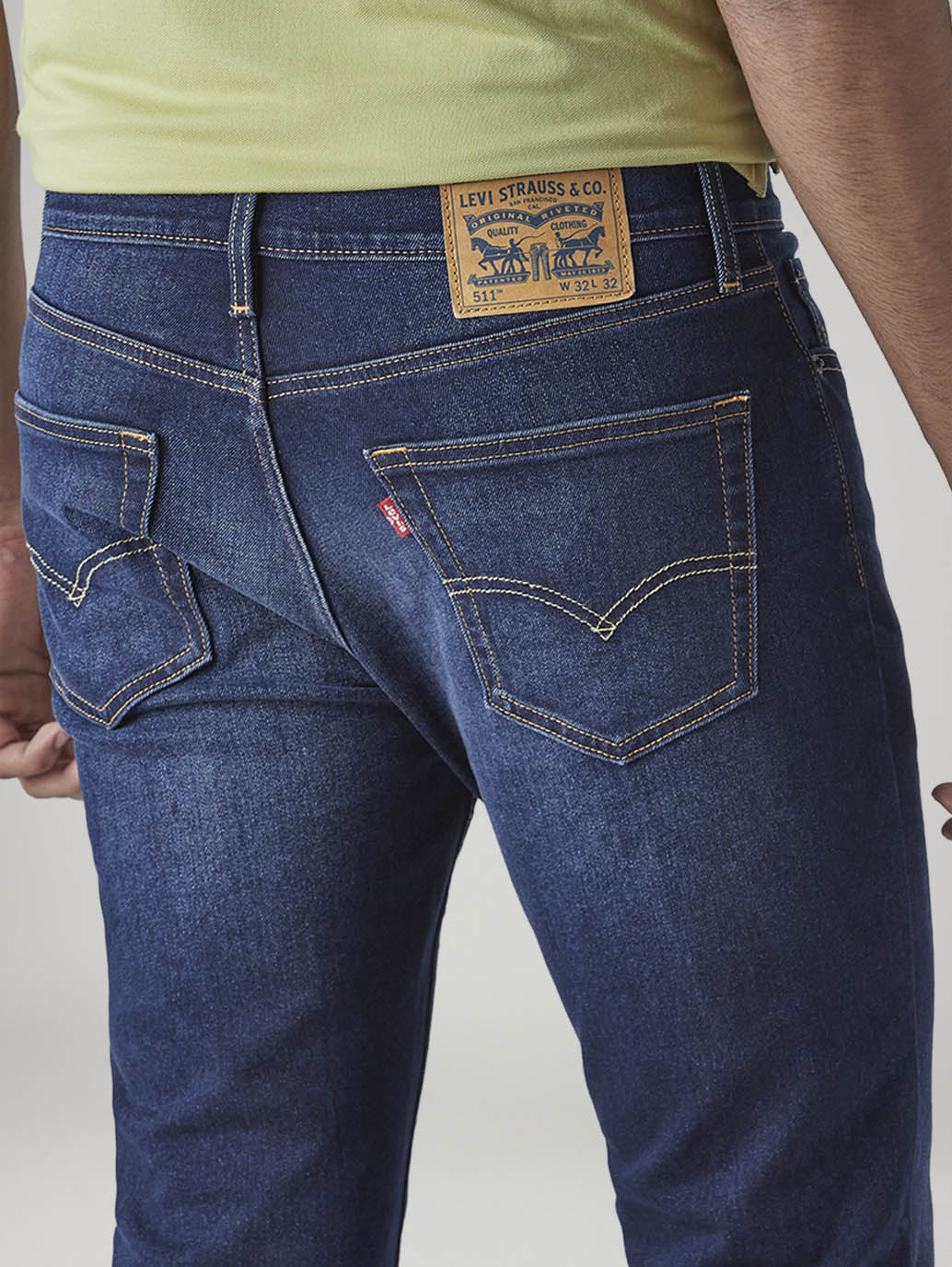 Men's 511 Dark Indigo Slim Fit Mid Rise Jeans - Detail View