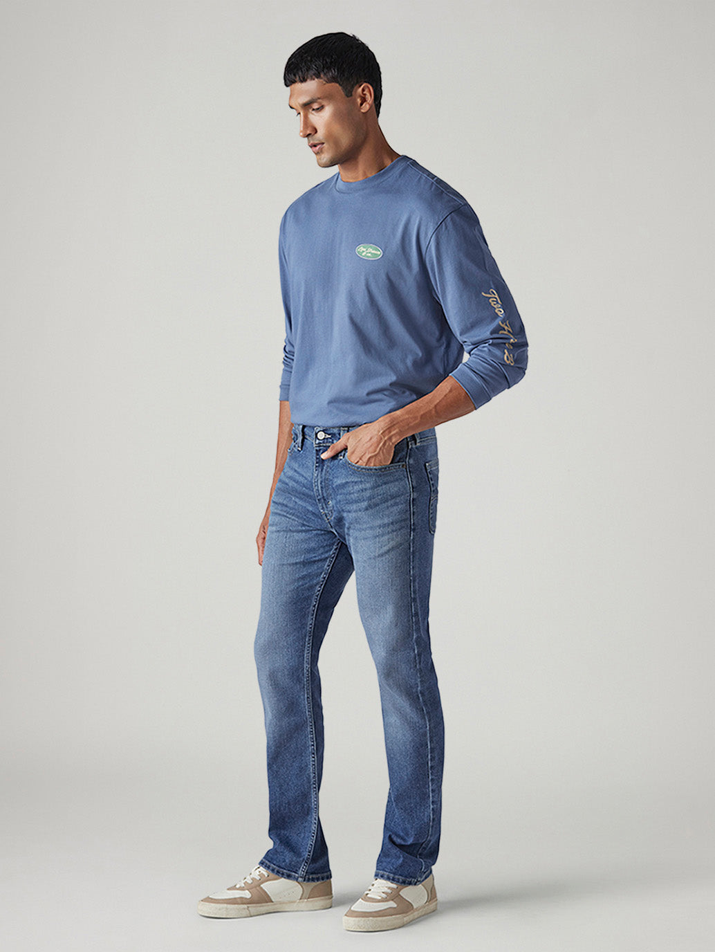 Men's 511 Light Blue Slim Fit Mid Rise Jeans - Side View