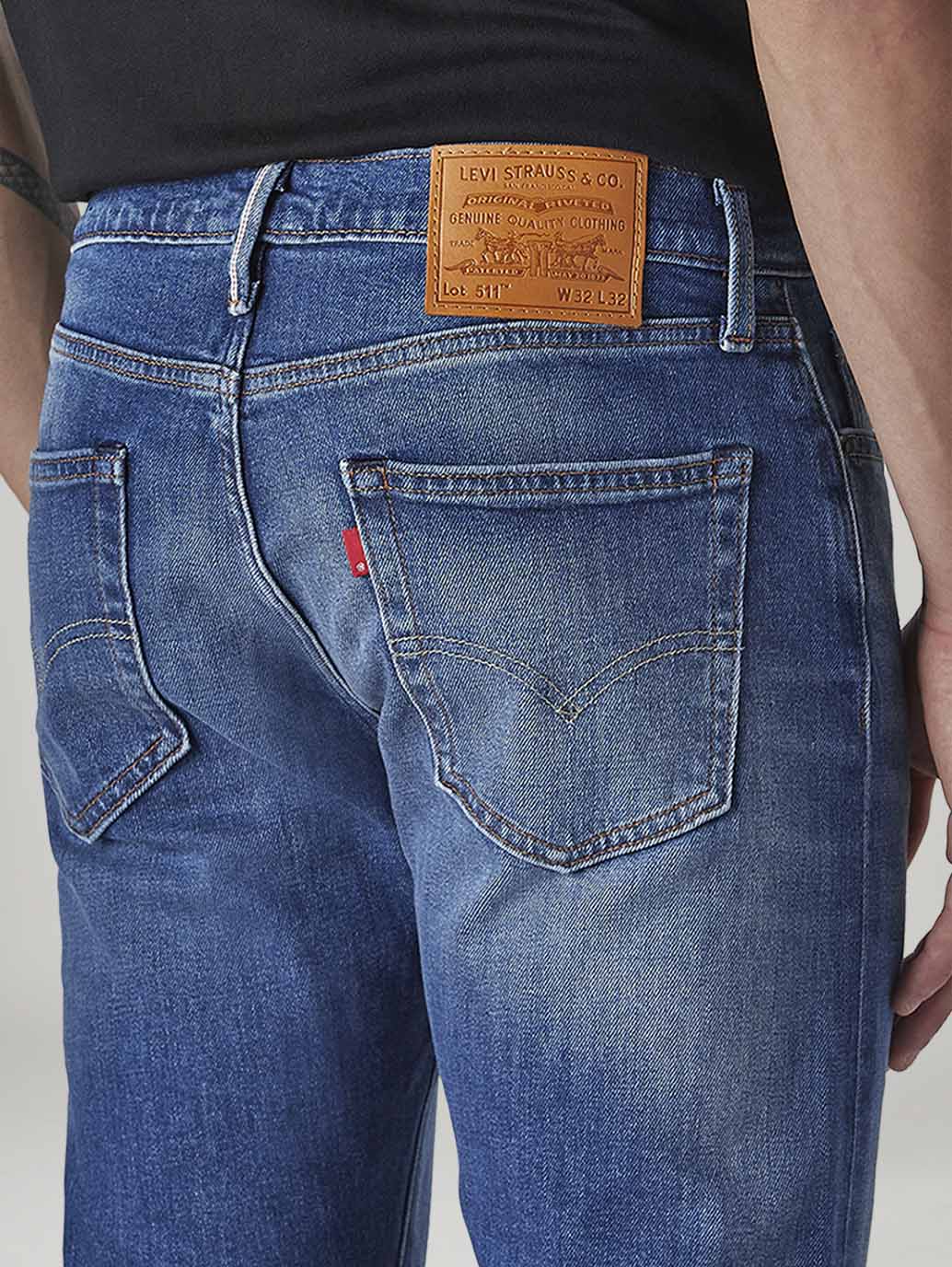 Men's 511 Blue Slim Fit Mid Rise Selvedge Jeans - 20 View