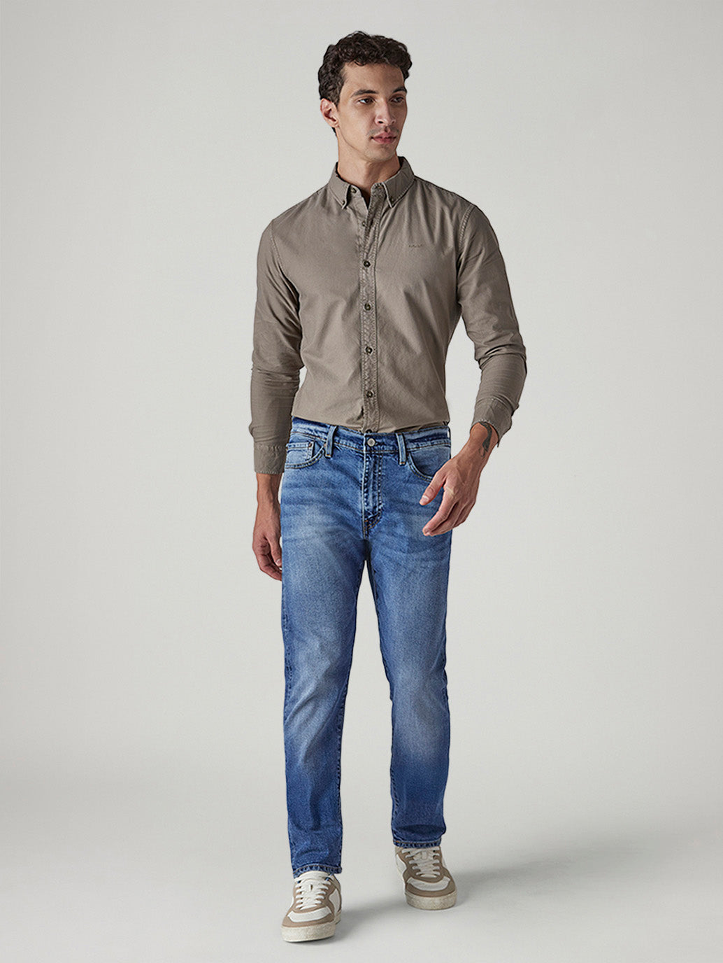 Men's 511 Blue Slim Fit Mid Rise Selvedge Linen Jeans - Front View