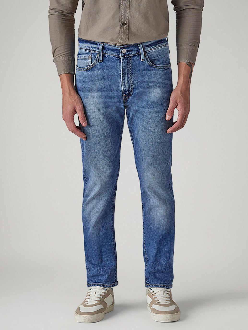 Men's 511 Blue Slim Fit Mid Rise Selvedge Linen Jeans - Front View