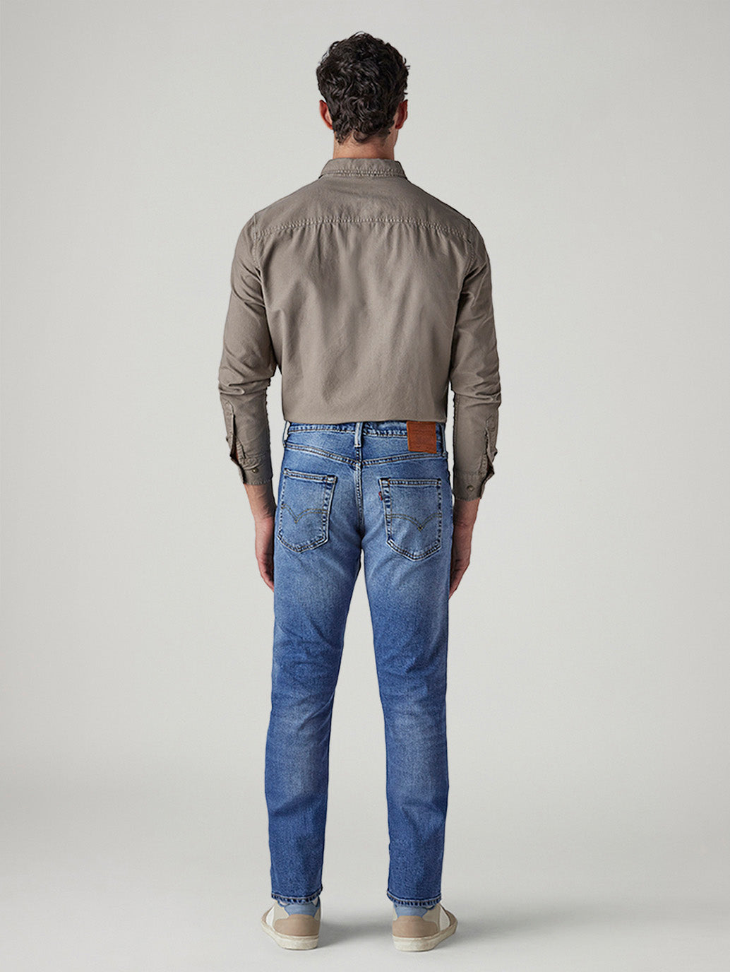 Men's 511 Blue Slim Fit Mid Rise Selvedge Linen Jeans - Back View