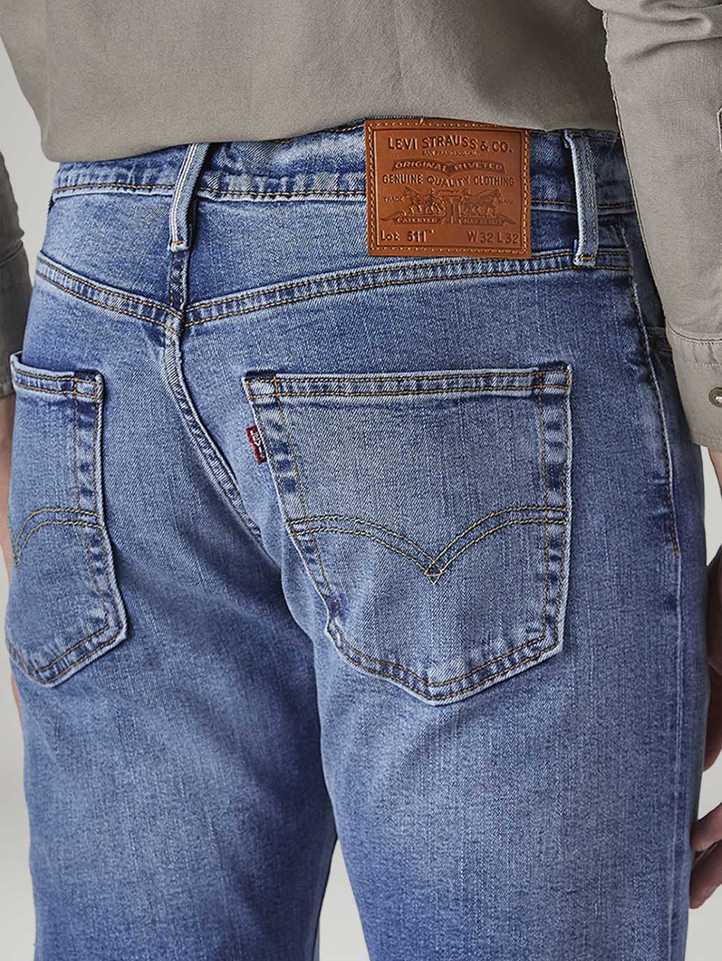 Men's 511 Blue Slim Fit Mid Rise Selvedge Linen Jeans - 20 View