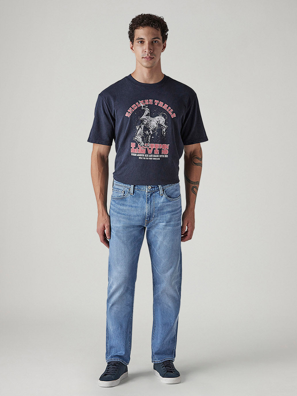 Men's 541 Light Blue Athletic Tapered Fit Mid Rise Selvedge Jeans - Front View
