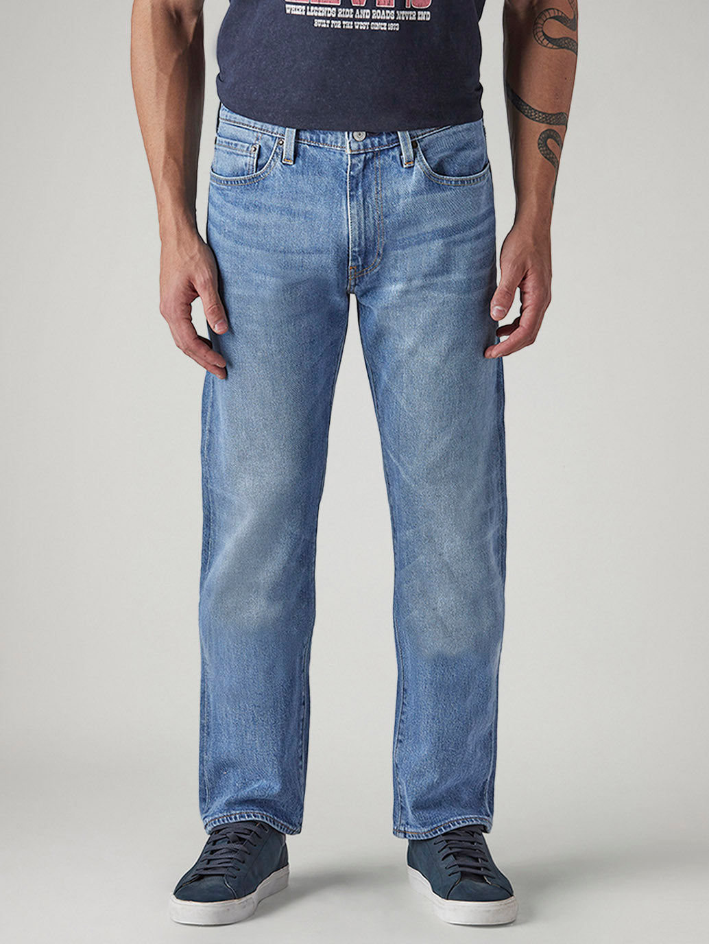 Men's 541 Light Blue Athletic Tapered Fit Mid Rise Selvedge Jeans - Front View