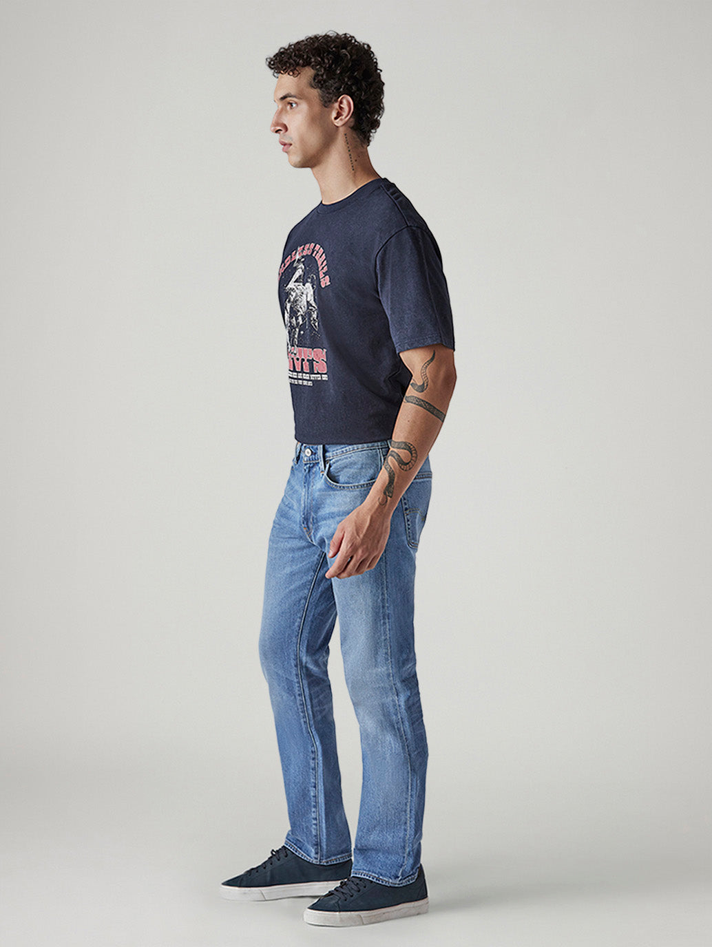 Men's 541 Light Blue Athletic Tapered Fit Mid Rise Selvedge Jeans - Side View
