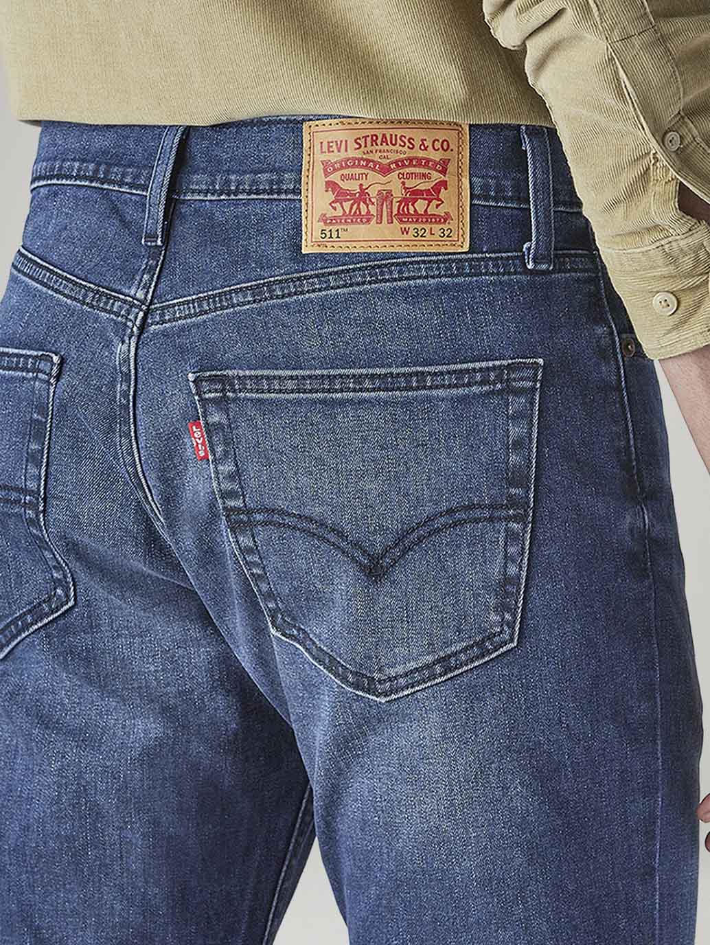 Men's 505 Indigo Straight Fit Mid Rise Jeans - Detail View