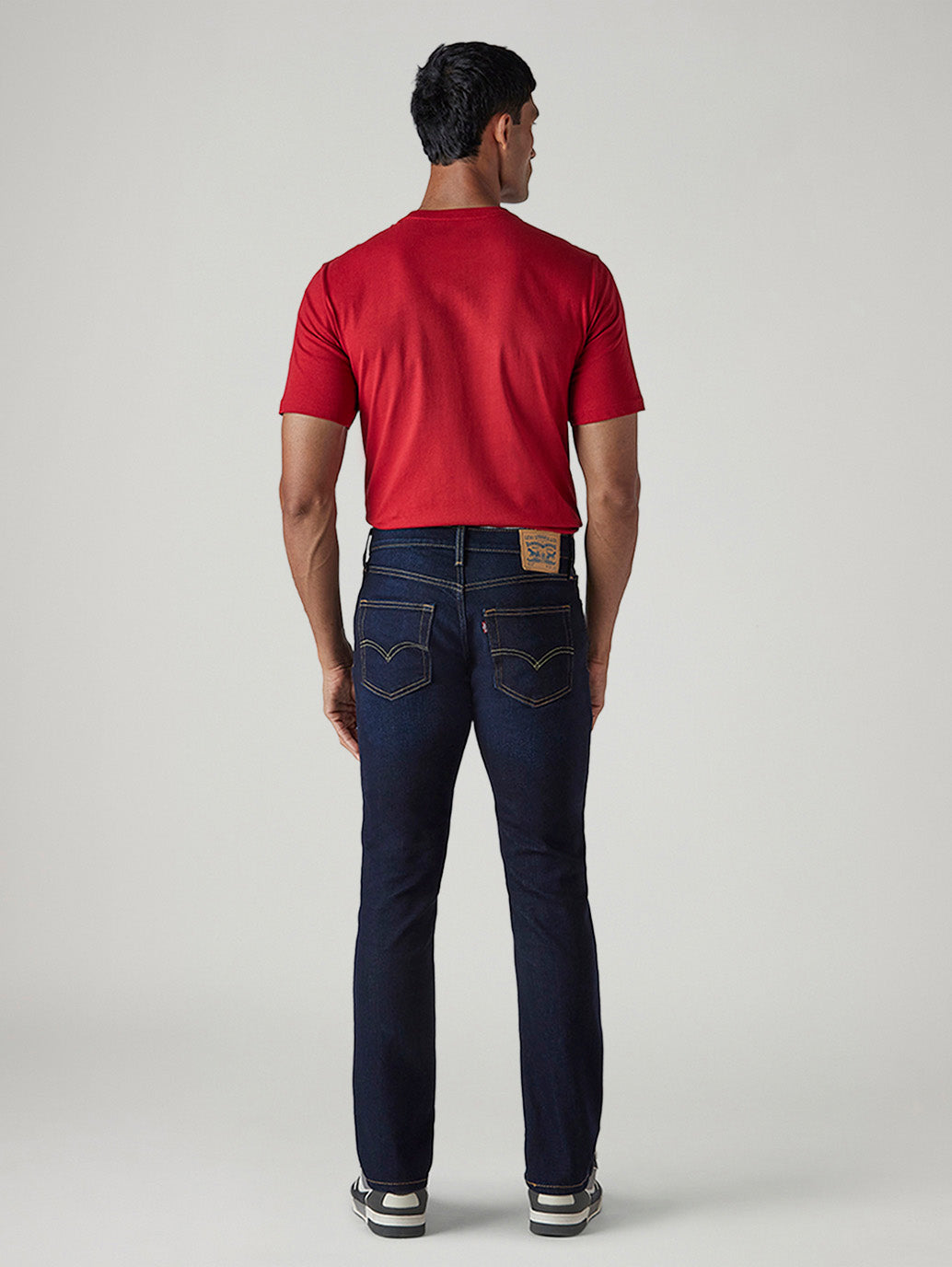 Men's 505 Dark Indigo Straight Fit Mid Rise Jeans - Back View