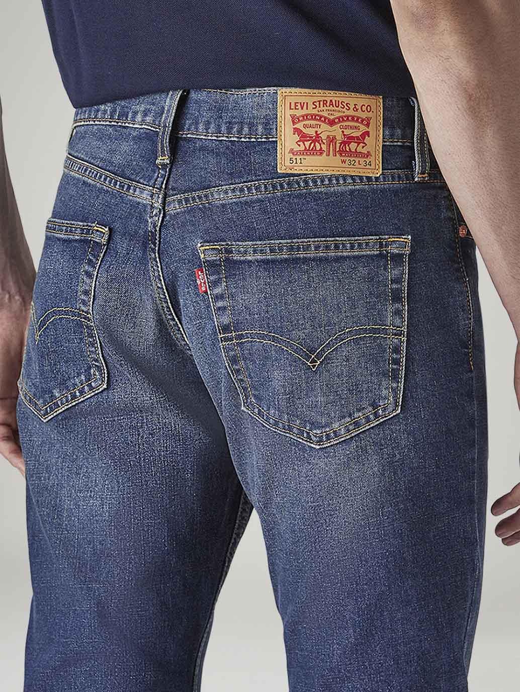 Men's 511 Blue Slim Fit Mid Rise Jeans - 20 View