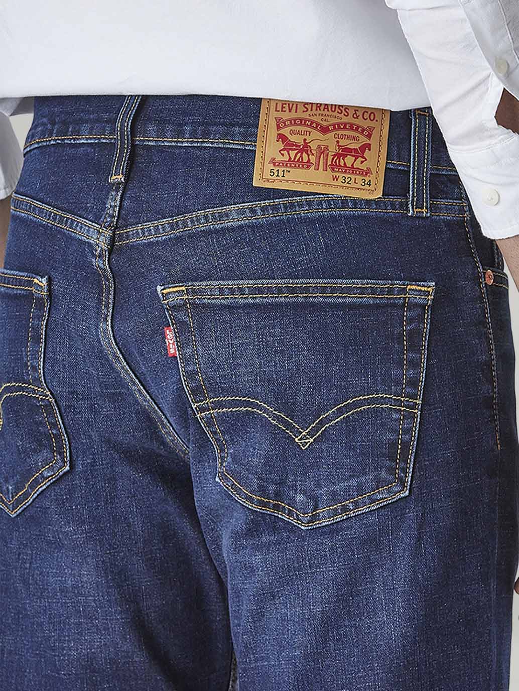 Men's 511 Dark Indigo Slim Fit Mid Rise Jeans - Detail View
