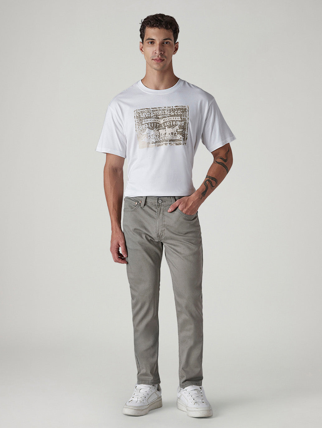 Men's 511 Grey Slim Fit Mid Rise Overdyed Jeans - Front View