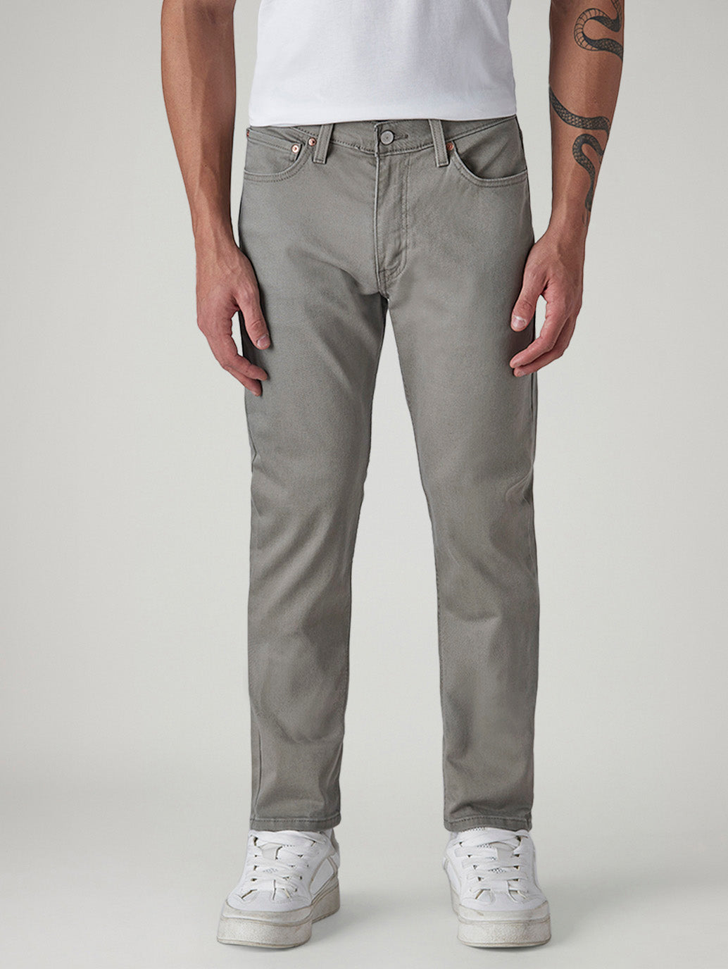 Men's 511 Grey Slim Fit Mid Rise Overdyed Jeans - Front View